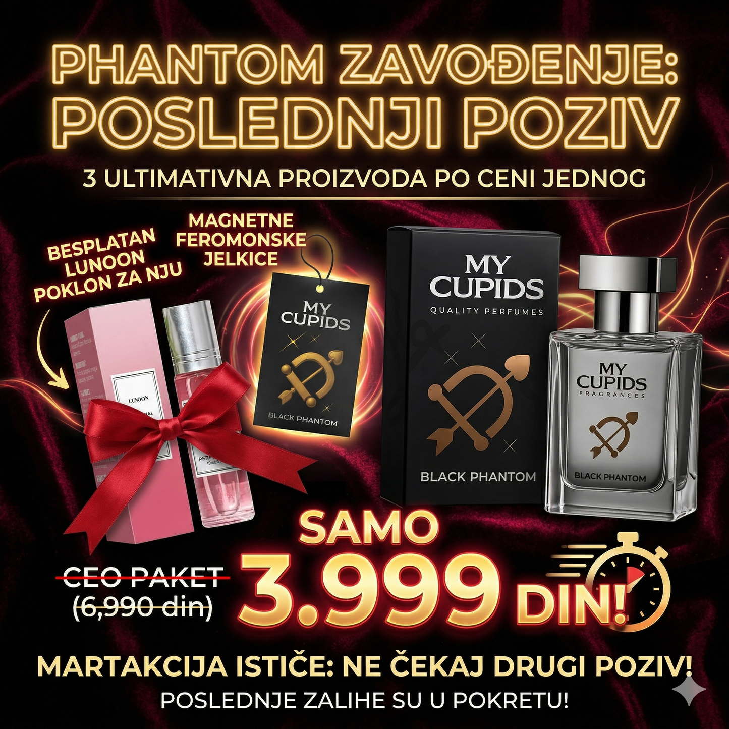 ULTIMATIVNI PAKET: Kupi 1, Nosi 3! (Black Phantom 50ml + 2 BRUTALNA POKLONA) do 31.3.